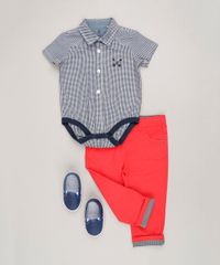 Body-Polo-Infantil-Estampado-Xadrez-com-Bordado-Manga-Curta-em-Algodao---Sustentavel-Azul-Marinho-9120603-Azul_Marinho_3
