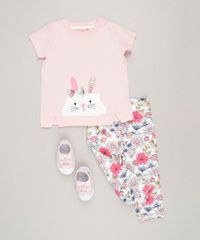 Conjunto-Infantil-Coelhinho-de-Blusa-Manga-Curta-Rosa---Calca-Legging-Estampada-Floral-em-Algodao---Sustentavel-Off-White-9117943-Off_White_3