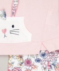 Conjunto-Infantil-Coelhinho-de-Blusa-Manga-Curta-Rosa---Calca-Legging-Estampada-Floral-em-Algodao---Sustentavel-Off-White-9117943-Off_White_4