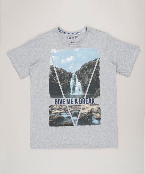 Camiseta-Infantil--Give-Me-a-Break--Manga-Curta-Gola-Careca-Cinza-Mescla-9233481-Cinza_Mescla_1