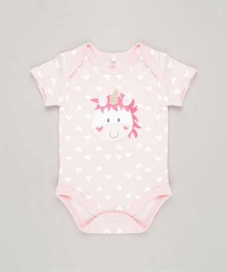Body-Infantil-Unicornio-Estampado-de-Coracoes-Manga-Curta-Decote-Redondo-em-Algodao---Sustentavel-Rosa-Claro-9109982-Rosa_Claro_1
