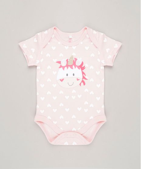 Body-Infantil-Unicornio-Estampado-de-Coracoes-Manga-Curta-Decote-Redondo-em-Algodao---Sustentavel-Rosa-Claro-9109982-Rosa_Claro_1