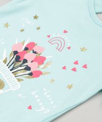 Body-Infantil-com-Estampa-de-Flores-Manga-Curta-Decote-Redondo---Faixa-de-Cabelo-com-Laco-em-Algodao---Sustentavel-Verde-Claro-9114246-Verde_Claro_4