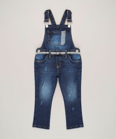 Macacao-Jeans-Infantil-com-Puidos-e-Cinto-Azul-Escuro-9140484-Azul_Escuro_1