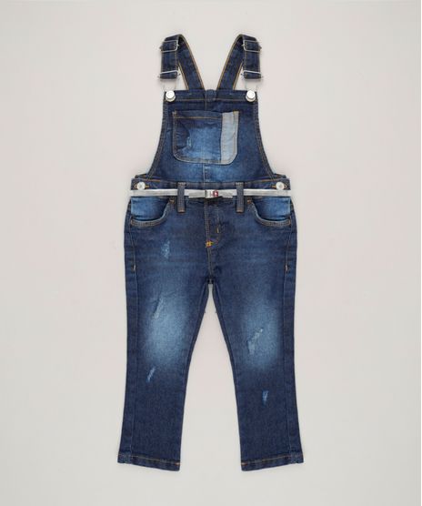 Macacao-Jeans-Infantil-com-Puidos-e-Cinto-Azul-Escuro-9140484-Azul_Escuro_1