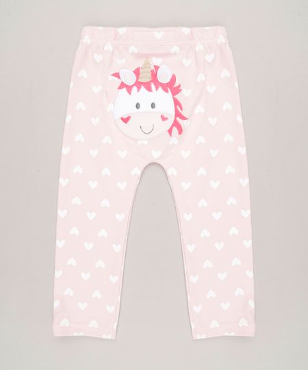 Calca-Infantil-Unicornio-Estampada-de-Coracao-em-Algodao---Sustentavel-Rosa-Claro-9109980-Rosa_Claro_1