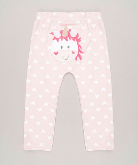 Calca-Infantil-Unicornio-Estampada-de-Coracao-em-Algodao---Sustentavel-Rosa-Claro-9109980-Rosa_Claro_1