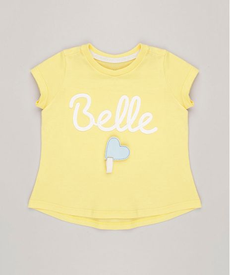 Blusa-Infantil--Belle--com-Estampa-Interativa-Manga-Curta-Decote-Redondo-Amarela-9264822-Amarelo_1