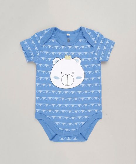 Body-Infantil-Ursinho-Estampado-Geometrico-Manga-Curta-Gola-Careca-em-Algodao---Sustentavel-Azul-9110024-Azul_1