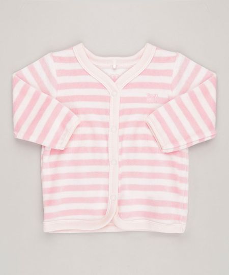 Cardigan-Infantil-em-Plush-Listrado-Manga-Longa-de-Algodao---Sustentavel--Rosa-8859068-Rosa_1