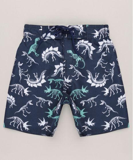 Bermuda-Surf-Infantil-Estampada-de-Esqueletos-de-Dinossauro-com-Velcro-e-Cordao-Azul-Marinho-9245071-Azul_Marinho_1