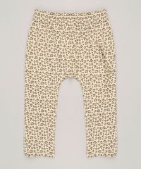 Calca-Infantil-Gatinha-Estampada-Animal-Print-em-Algodao---Sustentavel-Bege-8934412-Bege_2
