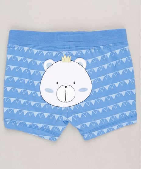 Bermuda-Infantil-Ursinho-Estampado-Geometrico-em-Algodao---Sustentavel-Azul-9110028-Azul_1