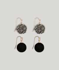 Kit-de-2-Brincos-Femininos-Esfericos-de-Veludo-e-Strass-Dourado-9207509-Dourado_1