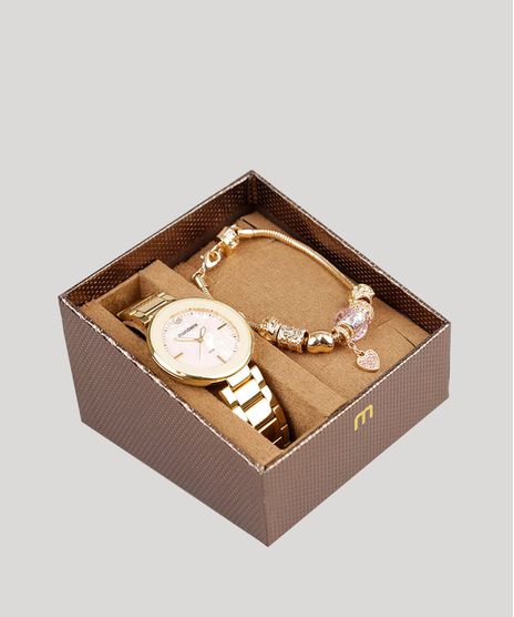 Kit-de-Relogio-Analogico-Mondaine-Feminino---Pulseira---53613LPMVDE1K-Dourado-9252801-Dourado_1