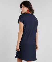 Vestido-Feminino-Curto-com-Estampa-de-Listras-e-Folhagens-Manga-Curta-Decote-V-Azul-Marinho-9223862-Azul_Marinho_2