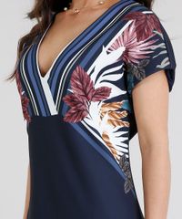 Vestido-Feminino-Curto-com-Estampa-de-Listras-e-Folhagens-Manga-Curta-Decote-V-Azul-Marinho-9223862-Azul_Marinho_4