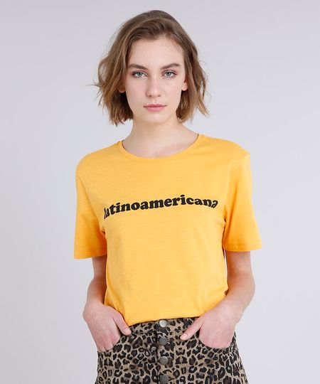 T-Shirt-Feminina-Manga-Curta-Oversized--Latinoamericana--Mostarda-9274486-Mostarda_1