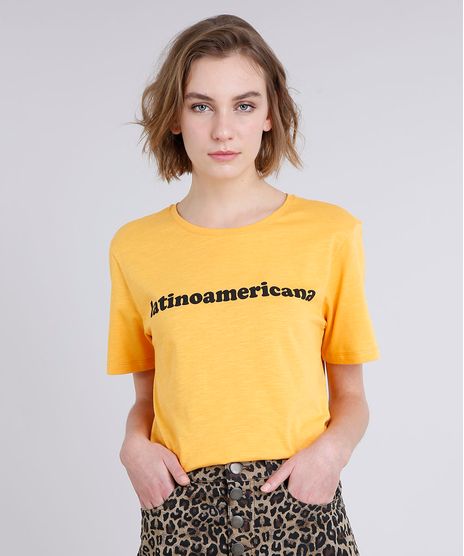 T-Shirt-Feminina-Manga-Curta-Oversized--Latinoamericana--Mostarda-9274486-Mostarda_1