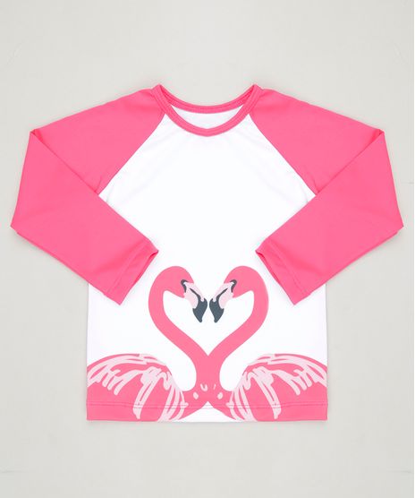 Blusa-de-Praia-Infantil-Raglan-com-Estampa-de-Flamingos-Manga-Longa-com-Protecao-UV50--Branca-9229157-Branco_1