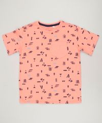 Camiseta-Infantil-Estampada-com-Bolso-Manga-Curta-Gola-Careca-Coral-9235187-Coral_1