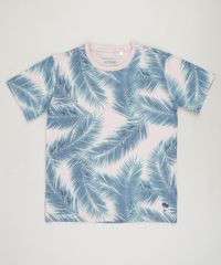 Camiseta-Infantil-Estampada-de-Folhagens-Manga-Curta-Gola-Careca-em-Algodao---Sustentavel-Rose-9232540-Rose_1