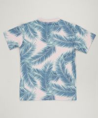 Camiseta-Infantil-Estampada-de-Folhagens-Manga-Curta-Gola-Careca-em-Algodao---Sustentavel-Rose-9232540-Rose_2