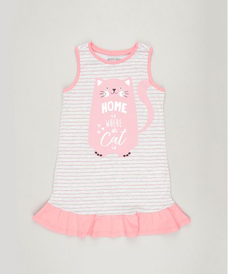 Camisola-Infantil-Listrada-com-Babado-Sem-Manga-Cinza-Mescla-Claro-9223721-Cinza_Mescla_Claro_1