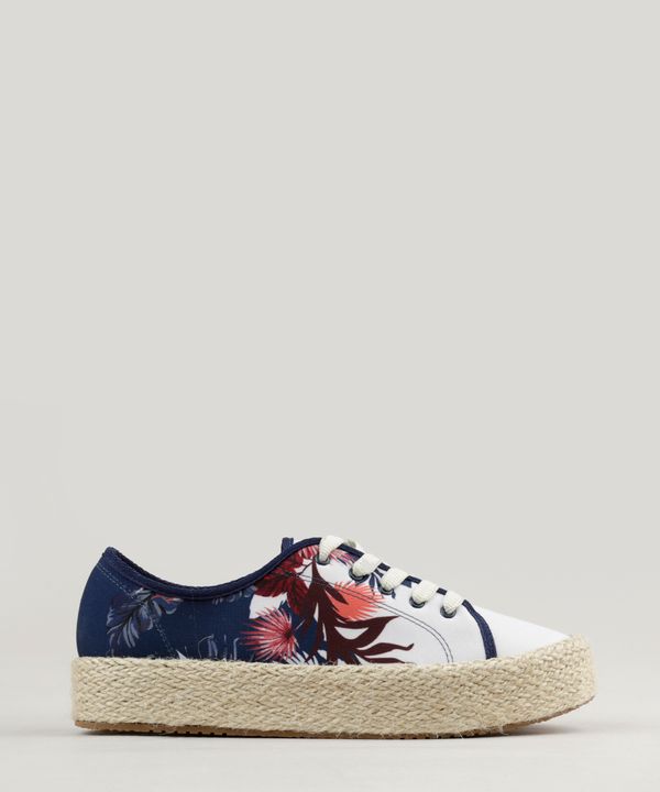 Tênis Feminino Beira Rio Flatform com Estampa Floral Kaki 38