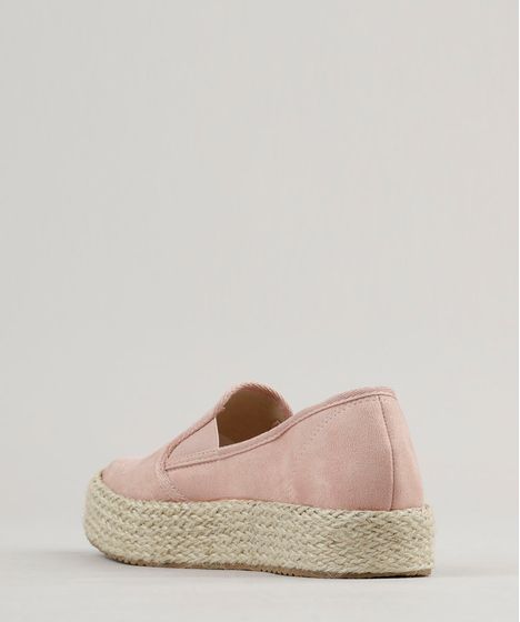 tênis feminino beira rio flatform slip on em suede rosê