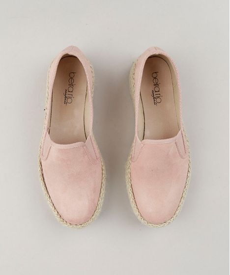 tênis feminino beira rio flatform slip on em suede rosê