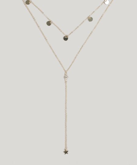Kit-de-2-Gargantilhas-Choker---Colar-Longo-com-Pingentes-Dourado-9218895-Dourado_1