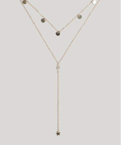 Kit-de-2-Gargantilhas-Choker---Colar-Longo-com-Pingentes-Dourado-9218895-Dourado_1