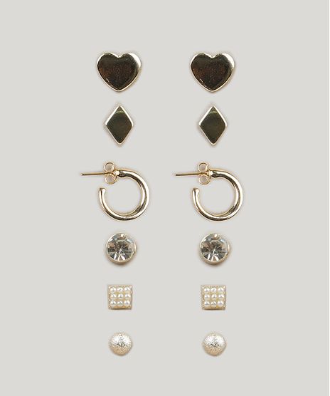 Kit-de-6-Brincos-Femininos-Dourado-8970779-Dourado_1