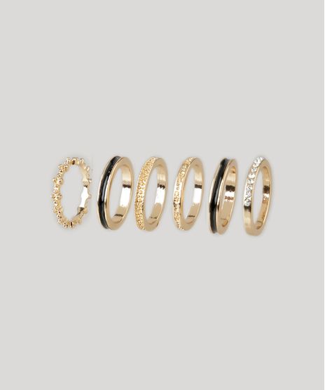 Kit-de-6-Aneis-Femininos-com-Textura-Dourado-8439278-Dourado_1