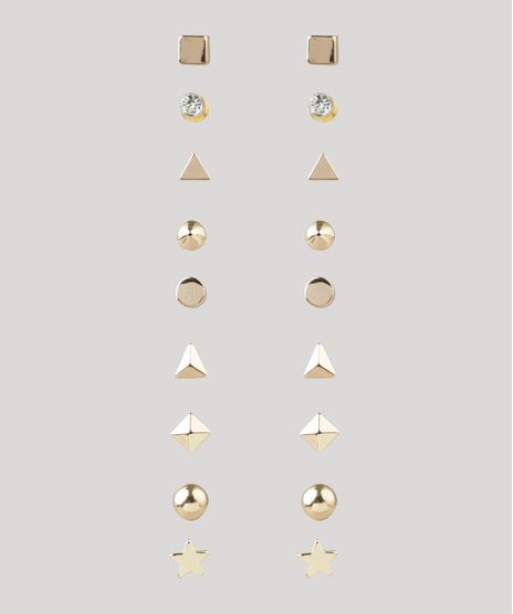 Kit-de-9-Brincos-Femininos-Geometricos-Dourado-9203333-Dourado_1