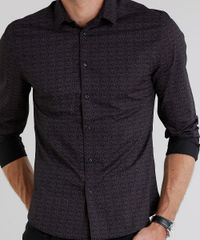 Camisa-Masculina-Slim-Estampada-Mini-Print-Manga-Longa-Preta-9213857-Preto_4