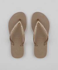Chinelo Havaianas com Glitter Dourada Slim