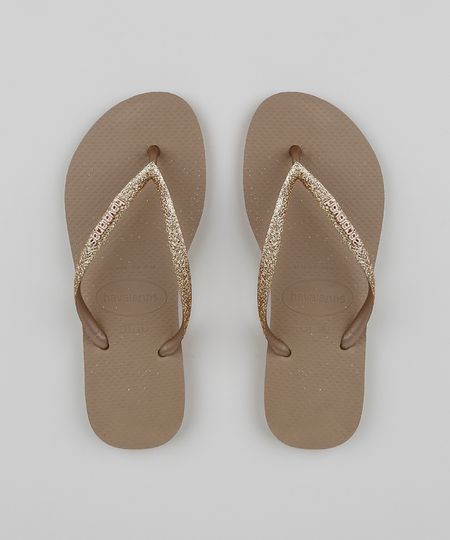 Chinelo Havaianas com Glitter Dourada Slim Chinelo Havaianas com Glitter Dourada Slim