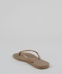 Chinelo Havaianas com Glitter Dourada Slim Pé Direito