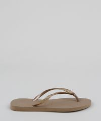 Chinelo Havaianas com Glitter Dourada Slim Lateral