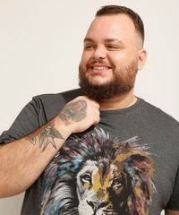Camiseta-Plus-Size-Leao-Manga-Curta-Gola-Careca-Cinza-Mescla-Escuro-9990871-Cinza_Mescla_Escuro_5