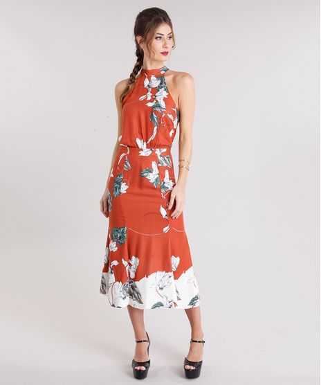 Vestido-Feminino-Midi-Halter-Neck-Estampado-Floral-com-Amarracao-Laranja-Escuro-8891642-Laranja_Escuro_1