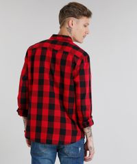 Camisa-Masculina-Xadrez-com-Bolso-Manga-Longa-Vermelha-8448777-Vermelho_2