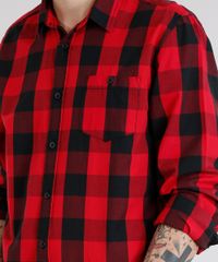 Camisa-Masculina-Xadrez-com-Bolso-Manga-Longa-Vermelha-8448777-Vermelho_4