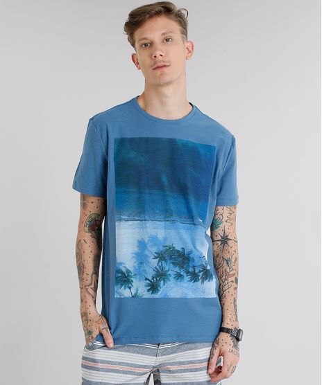 Camiseta-Masculina-com-Estampa-de-Coqueiros-Manga-Curta-Gola-Careca-Azul-9229800-Azul_1