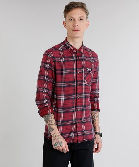 Camisa-Masculina-em-Flanela-Xadrez-com-Bolso-Manga-Longa-Vinho-9082967-Vinho_1 Camisa-Masculina-em-Flanela-Xadrez-com-Bolso-Manga-Longa-Vinho-9082967-Vinho_1