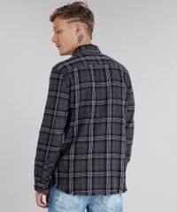 Camisa-Masculina-em-Flanela-Xadrez-com-Bolso-Manga-Longa-Chumbo-9082967-Chumbo_2