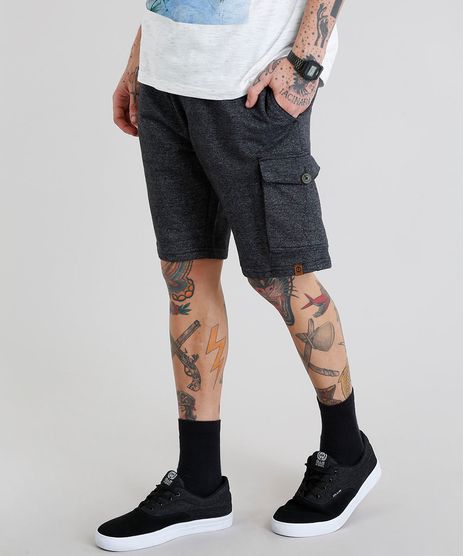 Bermuda-Masculina-em-Moletom-com-Bolsos-Cinza-Mescla-Escuro-9227677-Cinza_Mescla_Escuro_1