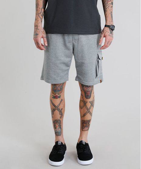 Bermuda-Masculina-em-Moletom-com-Bolsos-Cinza-Mescla-9227678-Cinza_Mescla_1